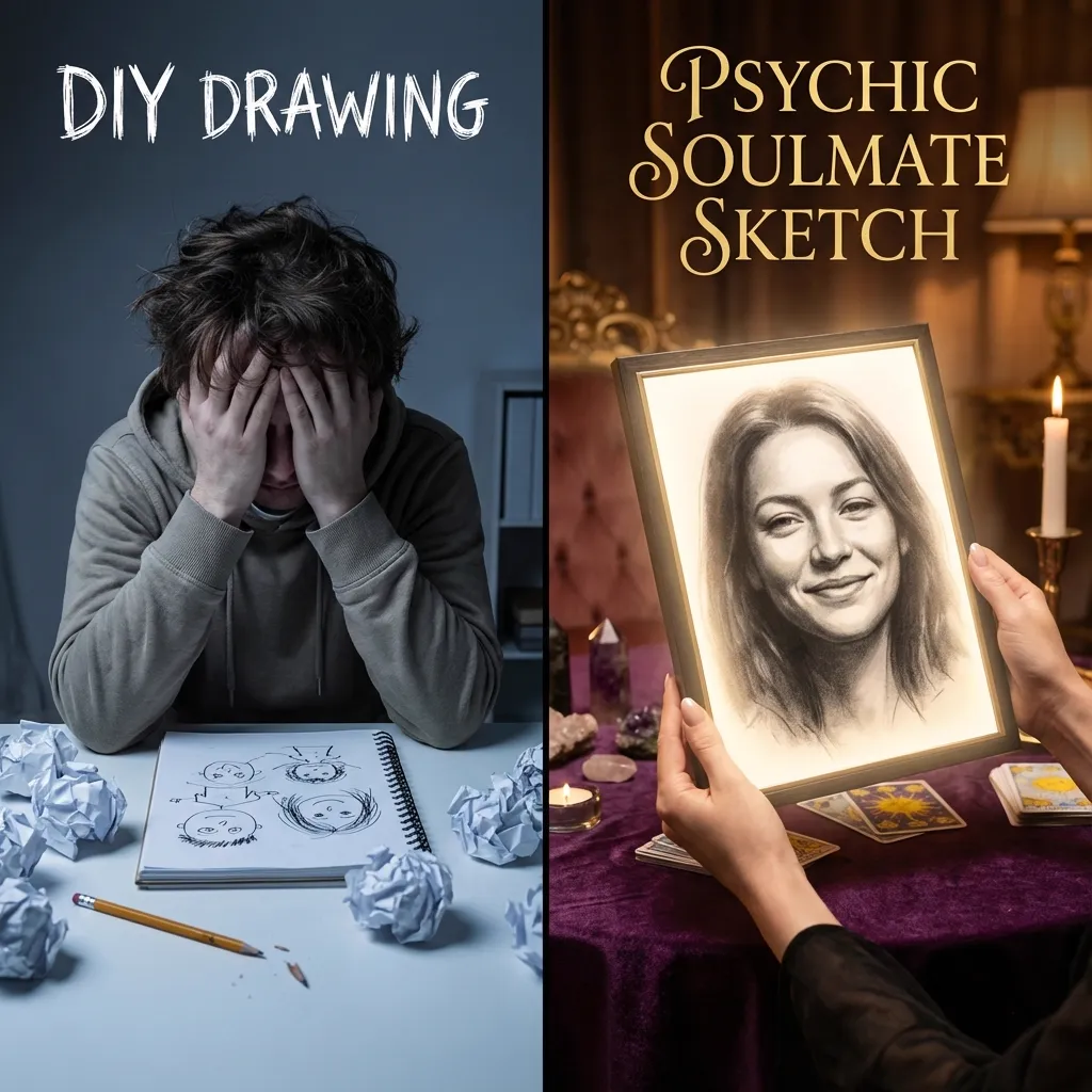 Comparison between DIY attempt and professional psychic soulmate drawing