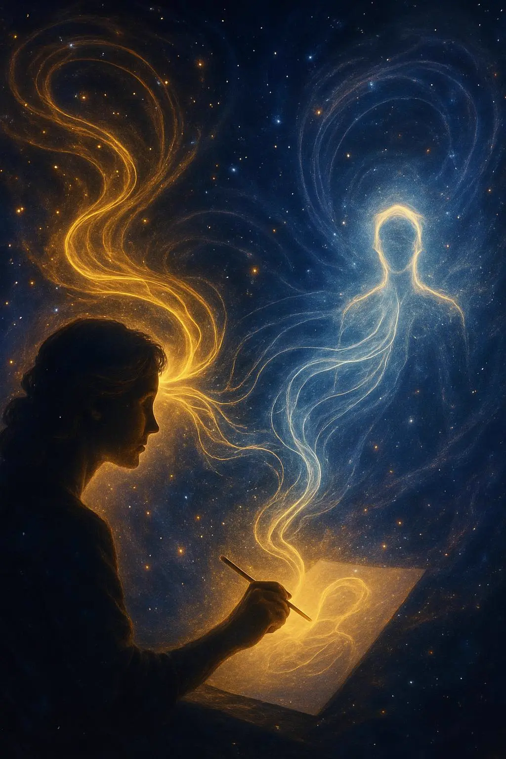 Psychic energy visualization showing spiritual connection process for soulmate sketches
